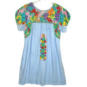 J. Marie M Womens Embroidered Carmen Mini Dress Floral Mexican Riviera Pockets
